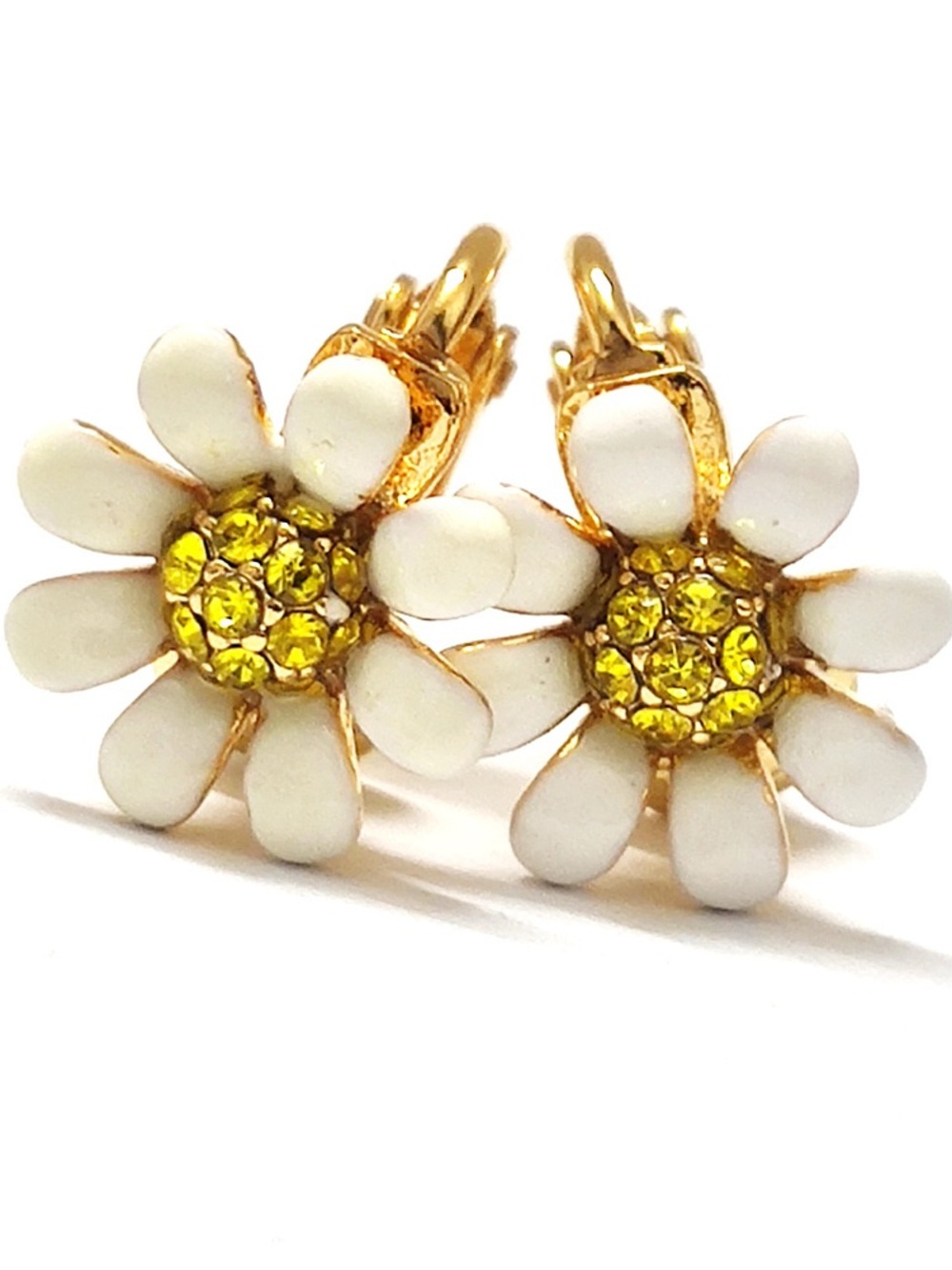 Kate Spade Daisy Flower Rhinestone Sunflower Clip Earrings Fashion Jewelry